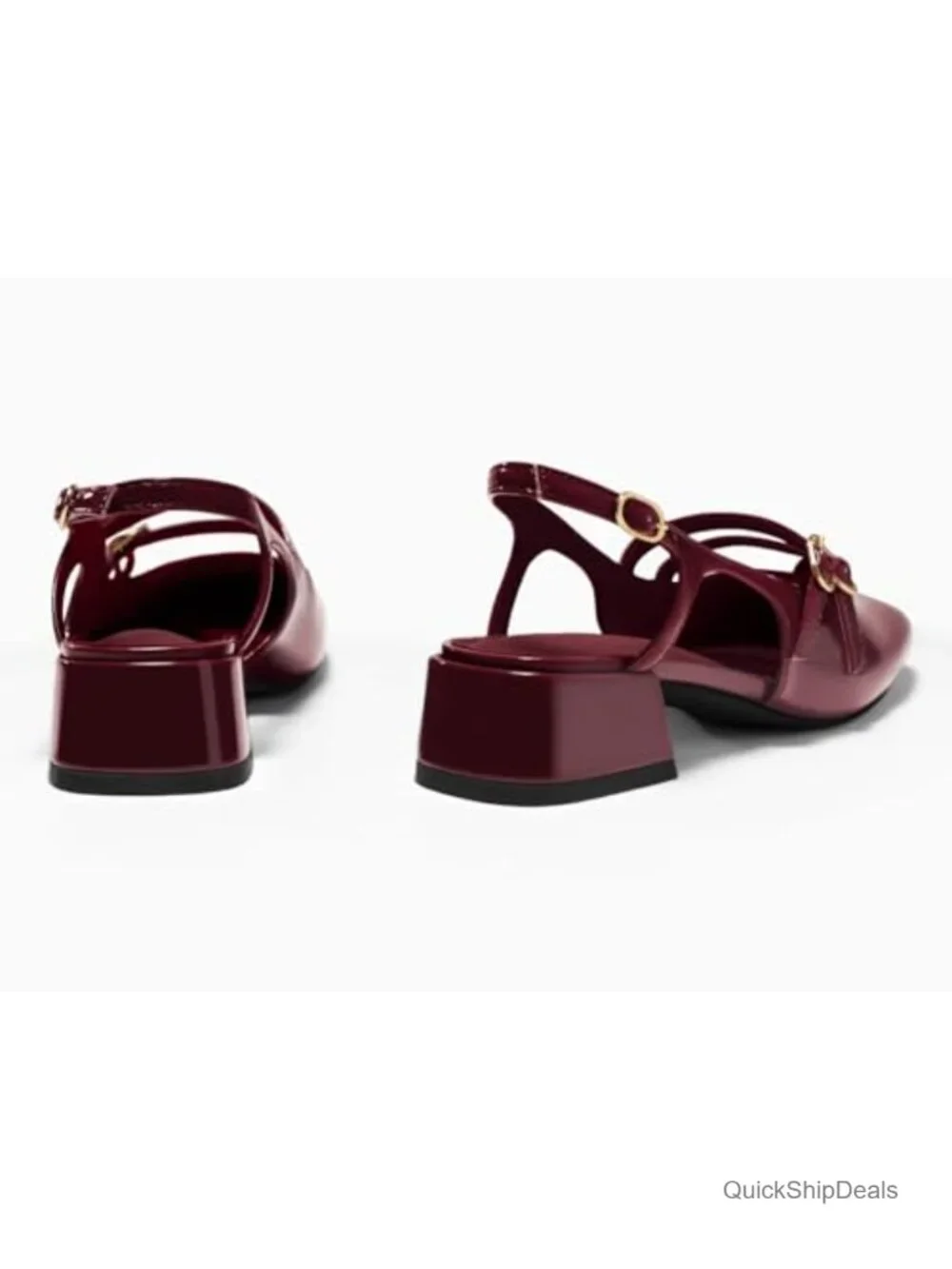 Women's Mary Jane Chunky Low Heels Slingback Pumps Closed Square Toe Dress Shoes